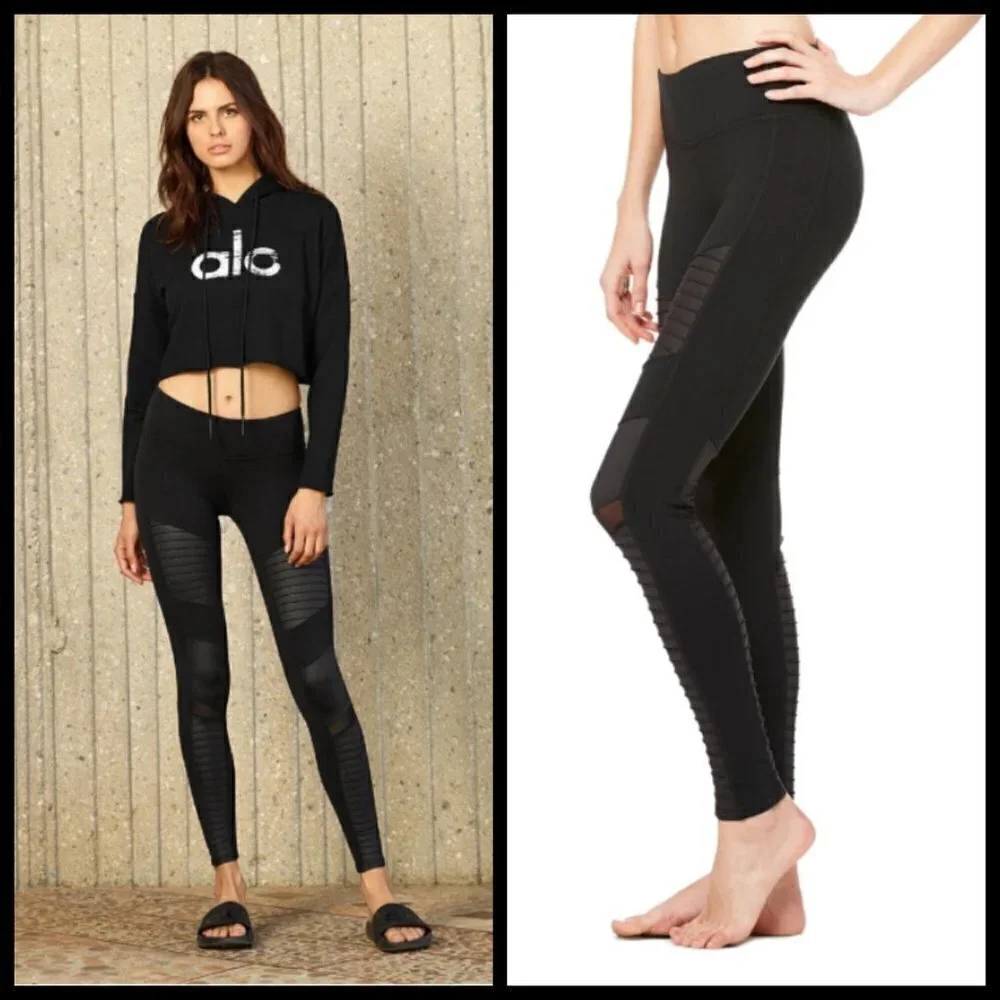 💕ALO YOGA💕 Moto Legging ~ Black Glossy XS